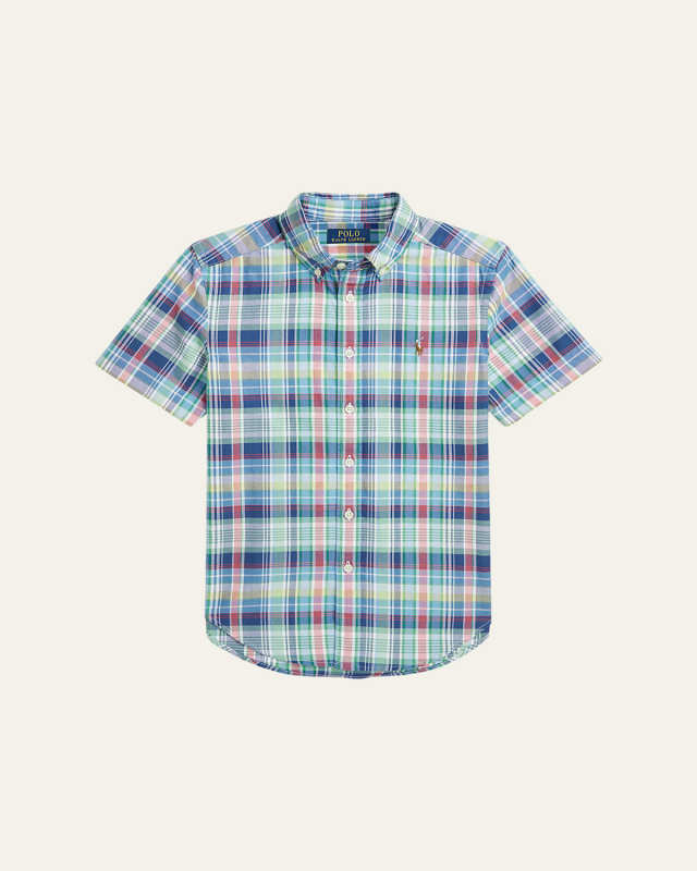 Boy's Plaid-Print Oxford Shirt, Size S-X
